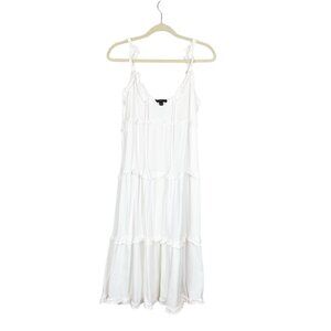 J. Crew Women's M‎ White Tired Knit Keyhole Maxi Summer Cotton Dress Cottagecore